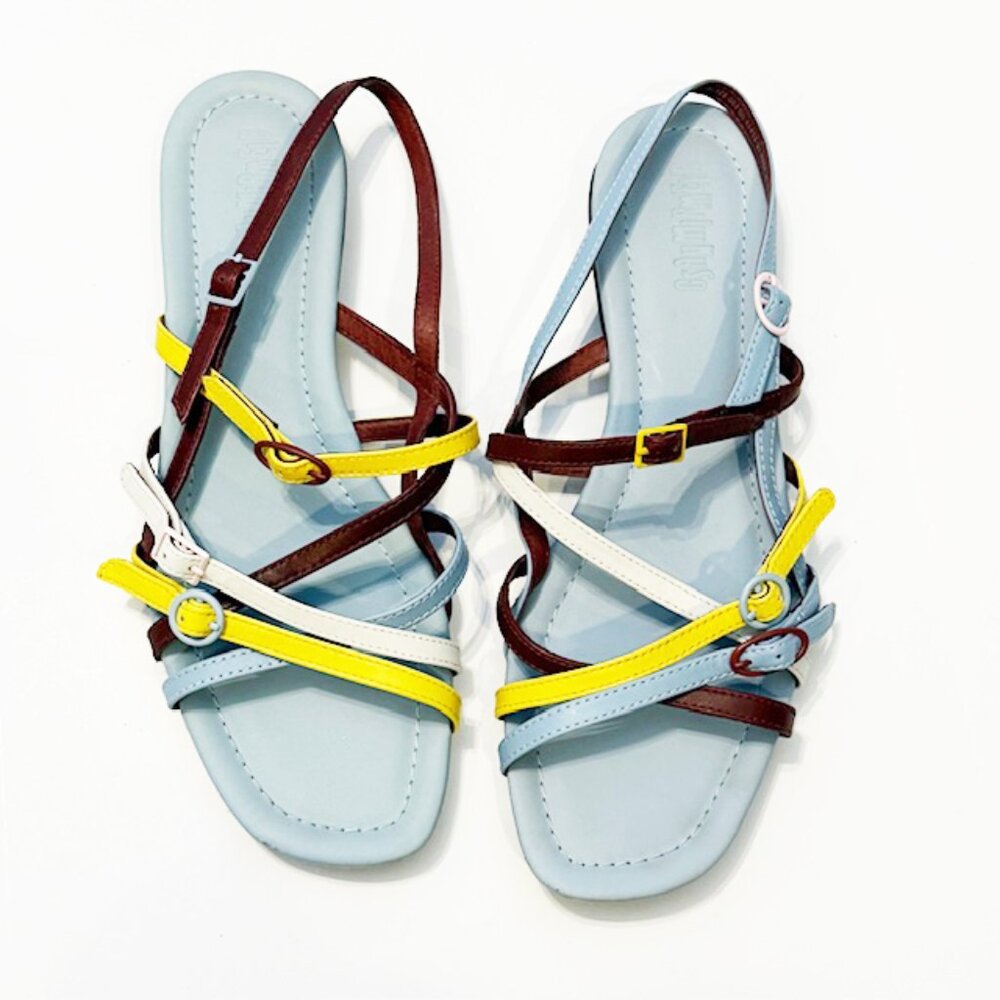 Camper Multicolored leather strappy sandal, Blue/Yellow/Brown/White, Size 41/11 - Picture 3 of 6